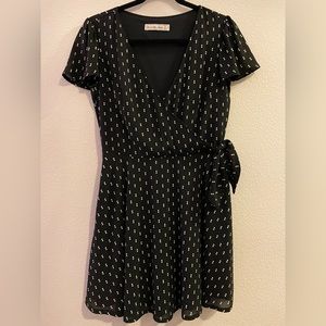 Abercrombie & Fitch Faux Wrap Skater Dress Black Polka Dots Size S